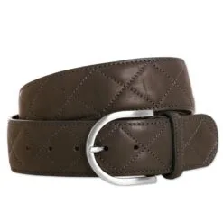 The Tailored Sportsman Quilted "C" Leather Belt - Clearance! -AU Equestrian Supplies Sales 2023 18211 chocolatesilver coiled silo