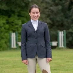 RJ Classics Girls Hailey II Blue Label Softshell Show Coat -AU Equestrian Supplies Sales 2023 29030 navy onmodel
