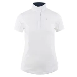 Horze Blaire Short Sleeved Show Shirt -AU Equestrian Supplies Sales 2023 33694 whitedarknavy frontclosed
