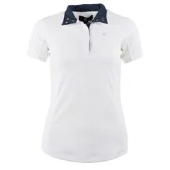 Horze Blaire Short Sleeved Show Shirt -AU Equestrian Supplies Sales 2023 33694 whitedarknavy frontopen