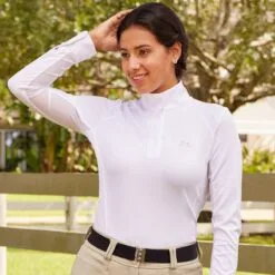 RJ Classics Sofia Long Sleeve Blue Label Show Shirt -AU Equestrian Supplies Sales 2023 35347 white l1
